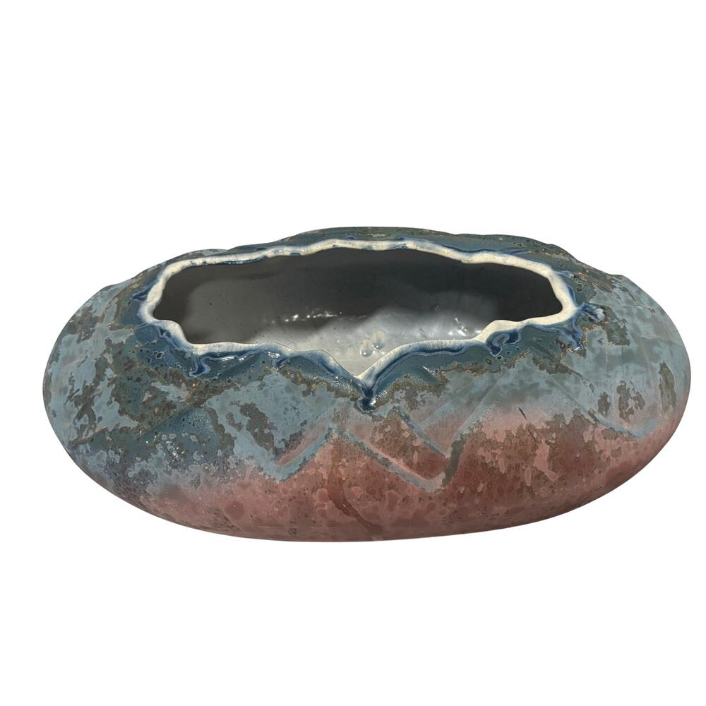 Tony Evans Signed Raku Studio Pottery Vessel Large Abstract Sculptural Vase